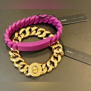💛💜NWT MARC BY MARC JACOBS GOLD-TONE CHAIN BRACELET & PURPLE SILICONE BRACELET